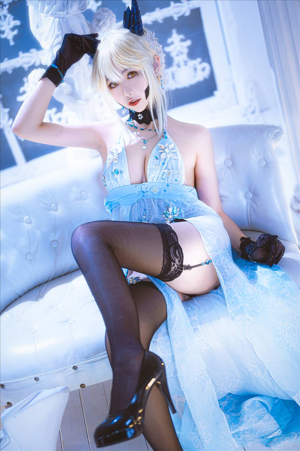 ネット上の人気者#Momoko葵葵 黒い槍のドレス ネット上の人気者-第19张